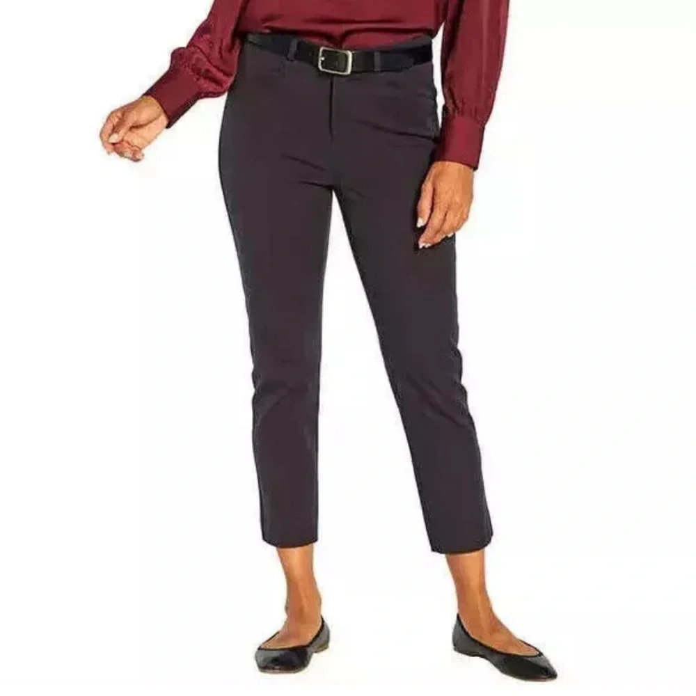 Banana Republic Slim Straight Cropped Pant Black‎ Womens 6 NWT